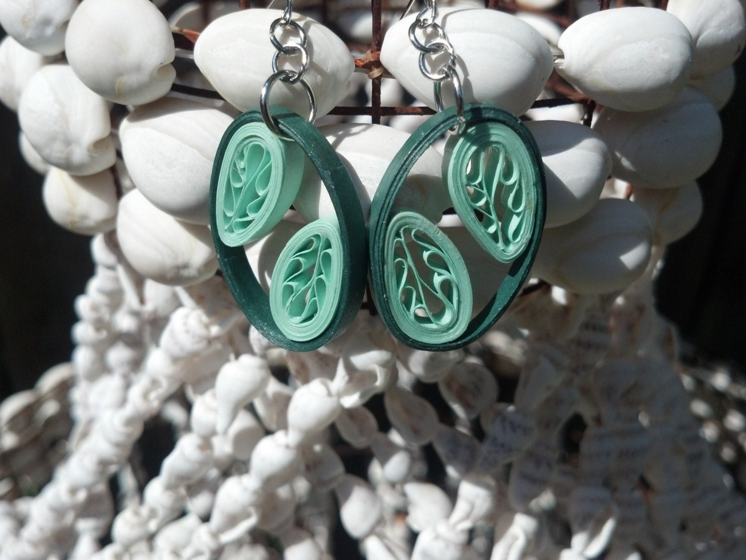 Paper Quilling Ecofriendly Earrings green leaf earrings