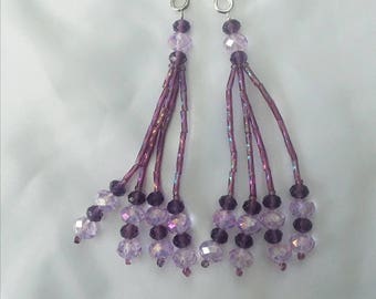 Lavender and Amethyst Beaded Nipple Tassels for Burlesque Pasties