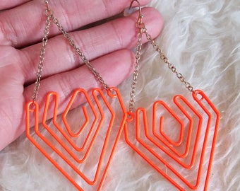 Orange Wire Dangle Earrings