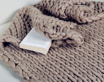 Chunky Knit Blanket Throw Blanket Merino Wool Blanket Knit Baby Blanket Super Chunky Yarn Blanket Chunky Knit Throw Knit Blanket Wool Throw
