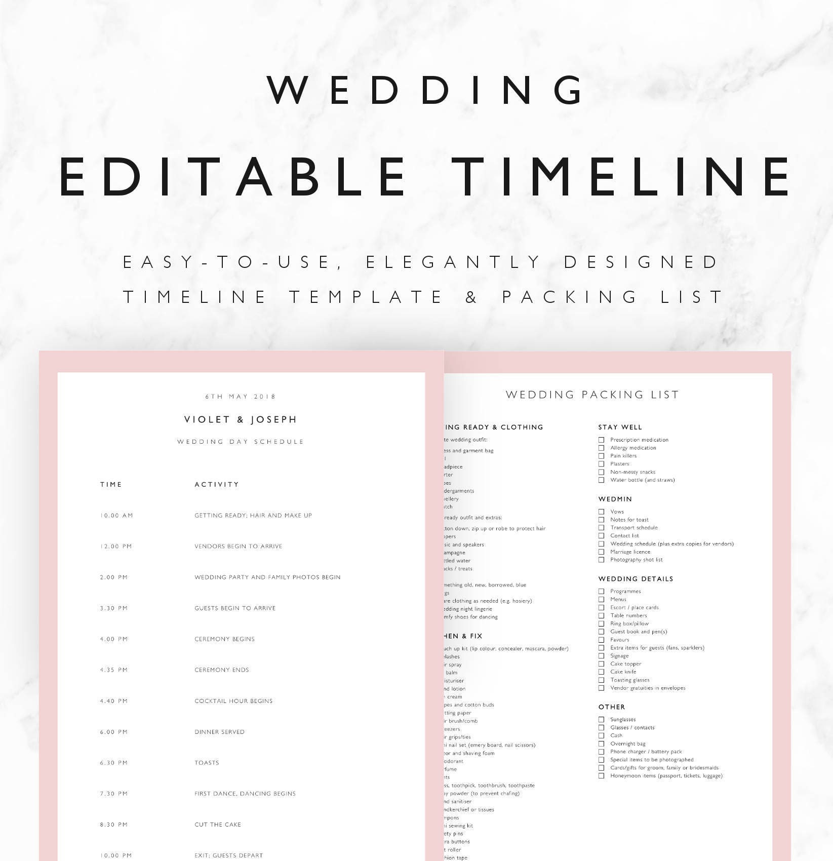 wedding timeline template free download