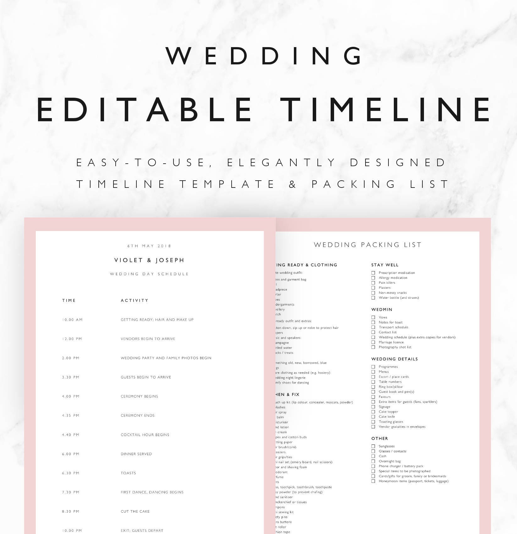 Day Of Wedding Timeline Template Excel DocTemplates