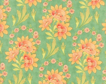 Fig Tree Fabric - Teal Hazel and Plum Fabric - Teal Floral Quilt Fabric By The 1/2 Yard