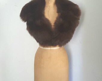Large Fox Fur Collar / dark brown