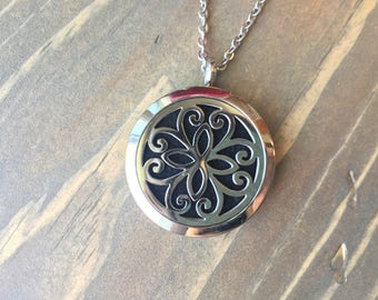 Stainless Steel Essential Oil Diffuser Locket, Aromatherapy Jewelry, Diffusing Necklace, 30mm