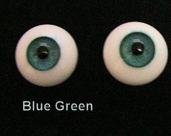 Beautiful 20mm Paperweight Glass Doll Eyes in Blue Green & Blue