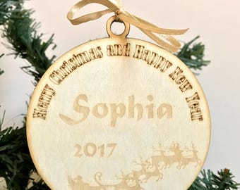 Personalized Wooden Ornament Christmas Scrapbooking Embellishment Rustik Decor