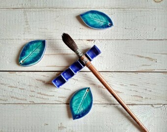 Blue Ceramic Brush Rest - Calligraphy Material