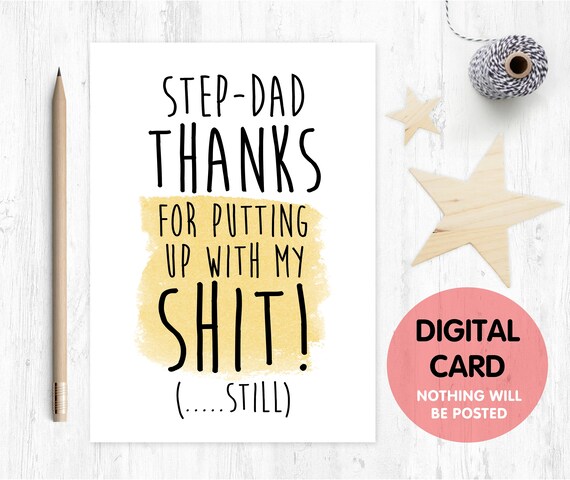 stepdad father's day card printable stepdad thanks card digital download funny stepdad card thanks for putting up with my shit