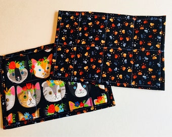 Mug rug, cat mug rug, 6"x9" cat coaster, large coaster, small placemat, cat lover gift, pet lover gift