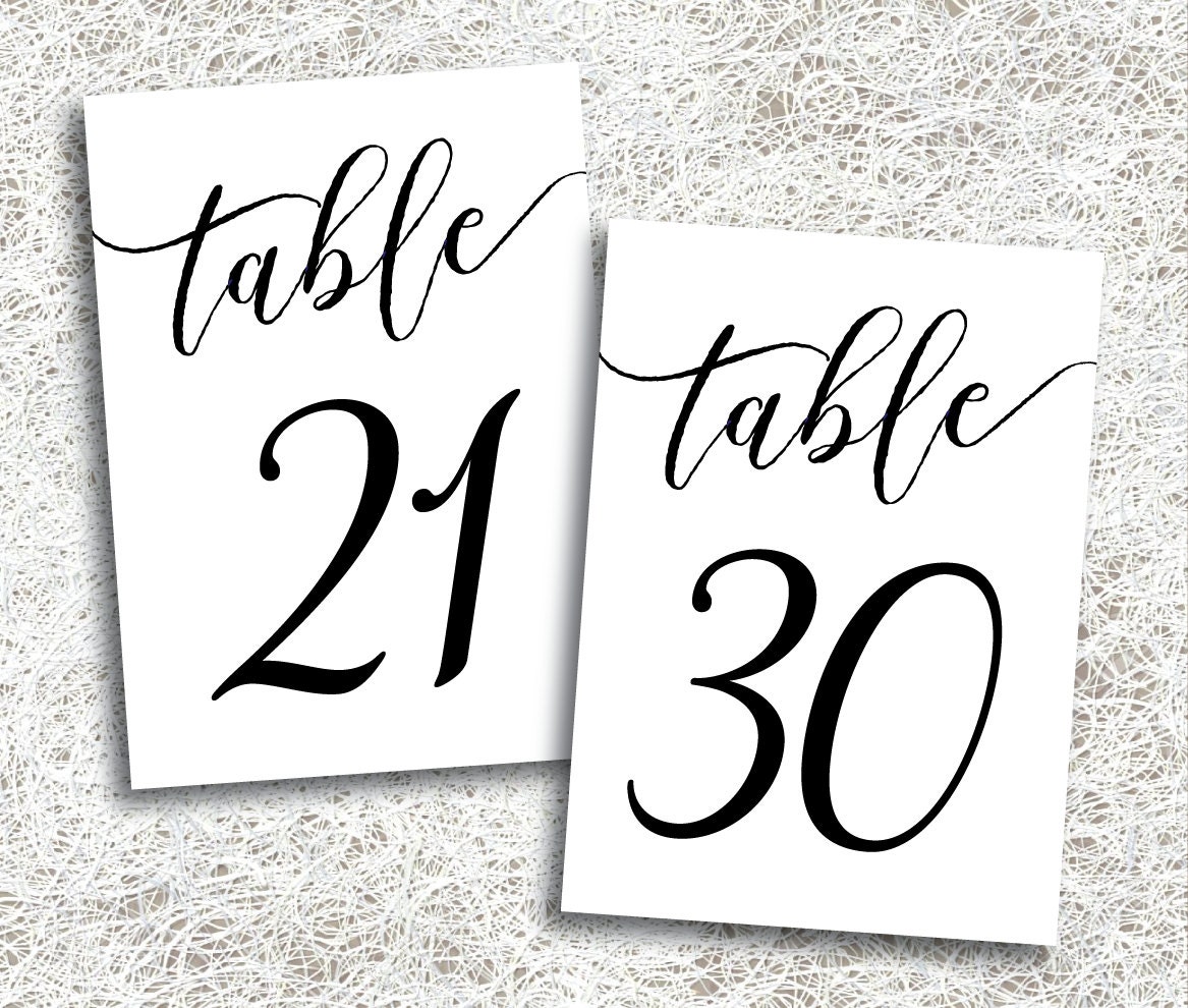 wedding table numbers 21 30 printable instant download