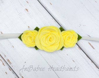 Yellow Felt Flower Headband, Baby Headband , Yellow flower headband, Felt Flower Crown Headband, Felt Baby Headbands, Felt Flowers