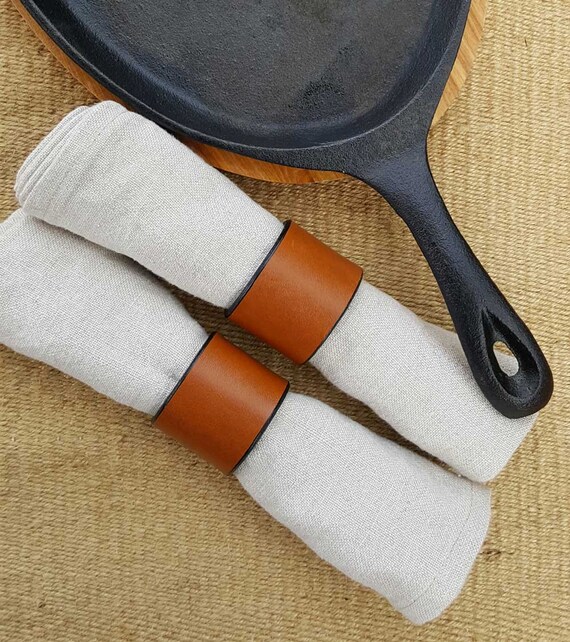 2 Leather Napkin Rings Variety Colours Tan, Orange, Chartreuse, Purple Dining ~ Housewarming ~ Hostess Gift ~ Home Decor ~ Kitchen Accessory