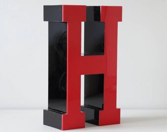 Vintage red perspex letter H - shop - channel letter - signage - letter - two available