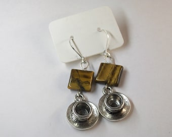 Tiger Eye and coffee cup earrings