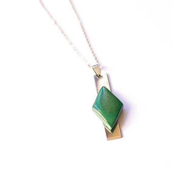 Natural Malachite Jewelry, Gemstone Necklace, Pendant Cabochon, Healing Crystals, Malachite Gift for Her