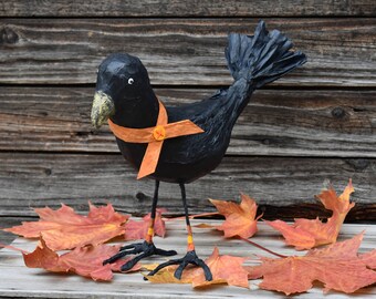 Paper Mache Thanksgiving Black Bird