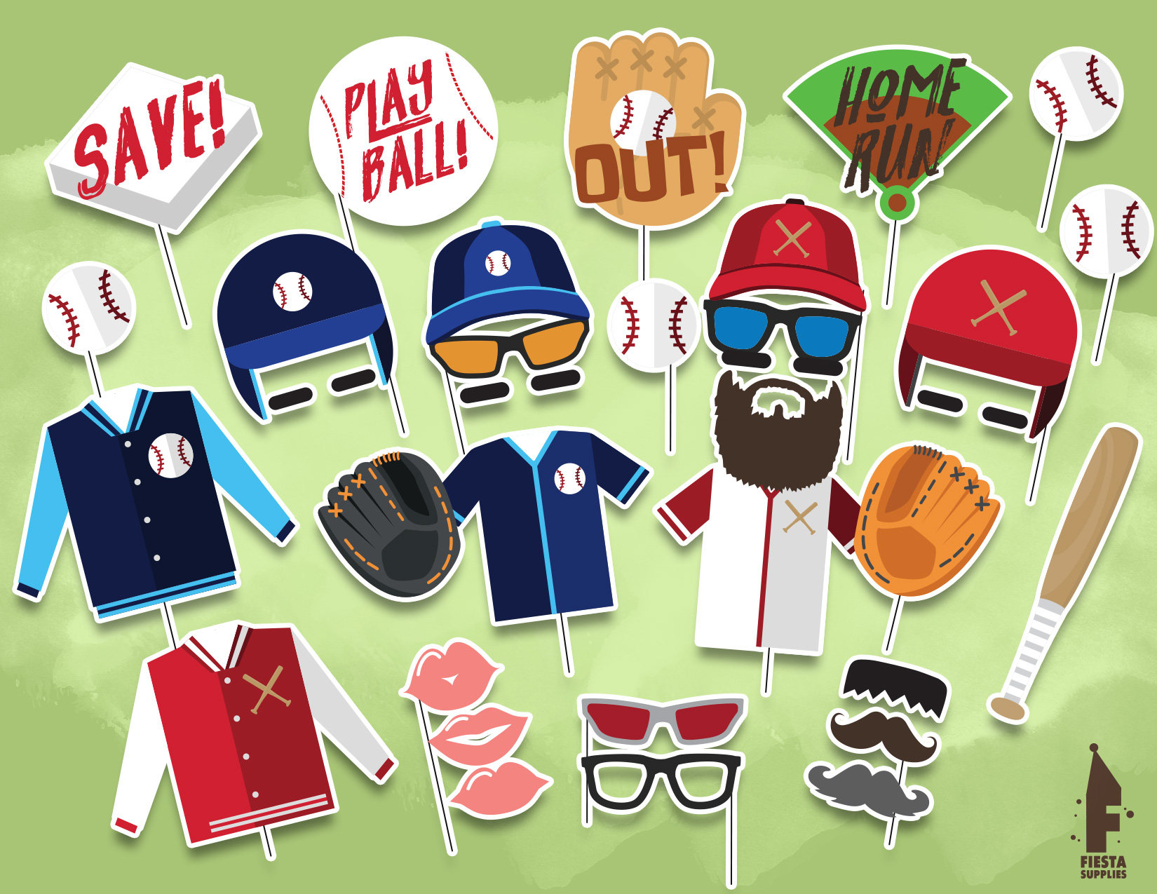 Baseball Printable Photobooth Props Printable Baseball