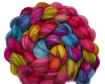Hand dyed roving - Merino Humbug wool combed top spinning fiber - 4.0 ounces - In the Mood 1
