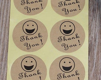 Thank you stickers, thank you Stickers stickers, smiling face stickers, 3 cm