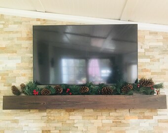 Floating shelf fireplace mantel