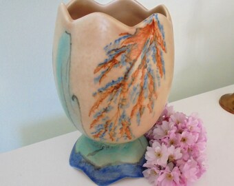 Art Deco Egg Shaped Vase.Made in Stretton.Hand painted vase.