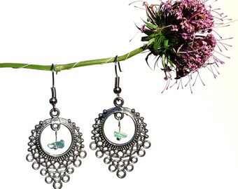 Hippie gypsy jewelry, silver chandelier earrings, apatite jewelry, hippie gypsy earrings, blue gemstone jewelry natural gemstone earring syn