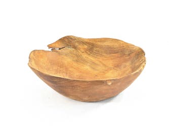 Hand Carved Solid Cherry Wood Bowl – Decorative Solid Wood Bowl