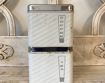 Vintage Lincoln Beautyware White Canister Set - Coffee and Tea