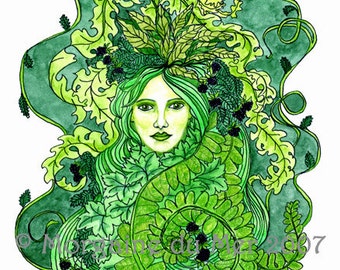 OakMan GreenMan Print Pagan Fantasy Art Celtic Nature