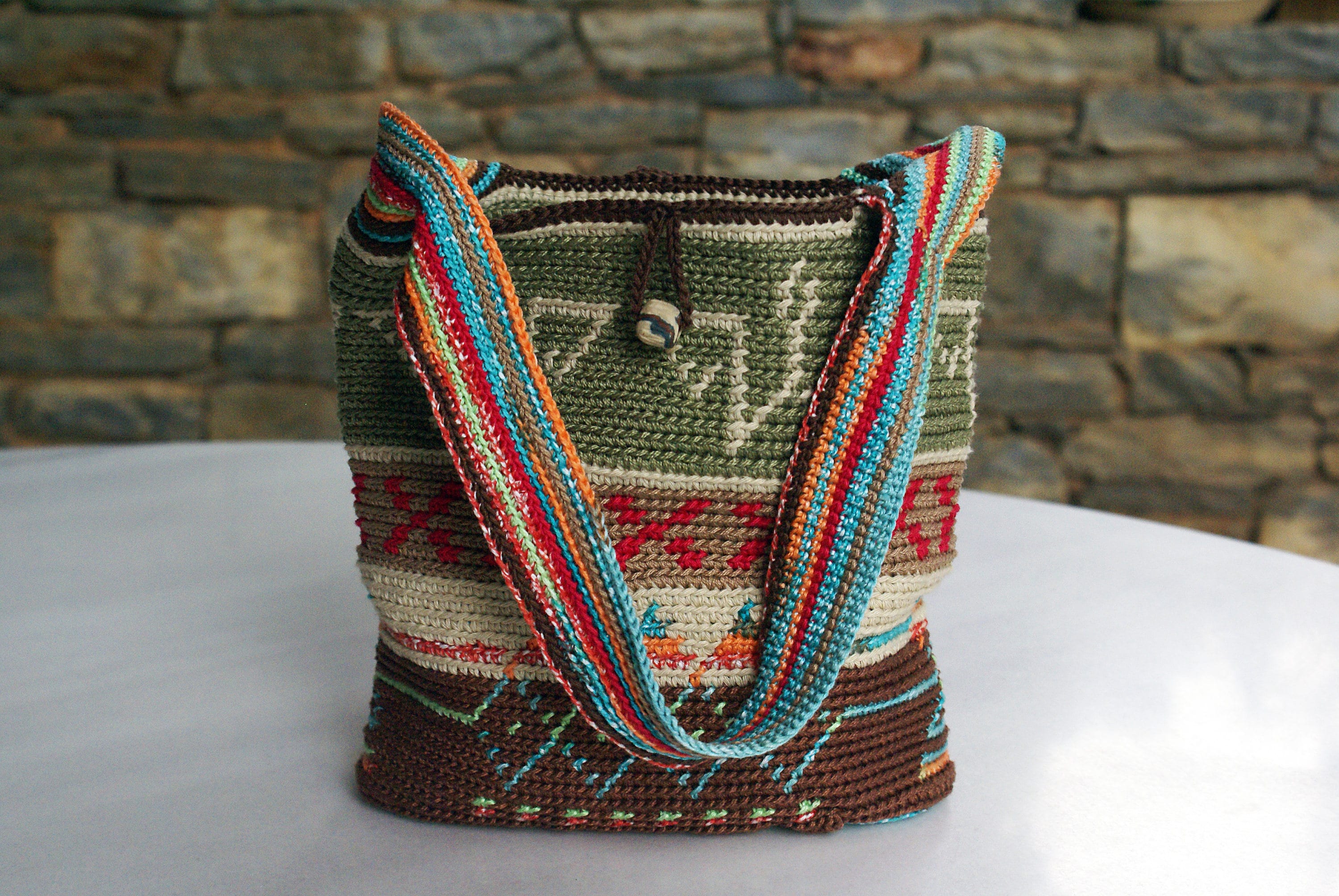 Ethnic Bag Crochet Bag Top Handle Bag Small Boho Bag Crochet