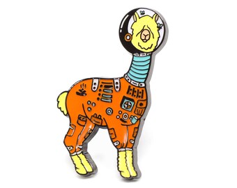 Llama enamel pin, Alpaca pin, Space lover, Space animal, Space helmet pin, Alpaca lapel pin, Space pin, Alpaca lover, Space suit