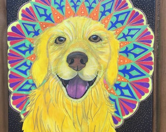 Mandala Mutts Golden Retriever Painting