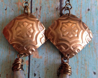 brass and Czech glass handmade earrings