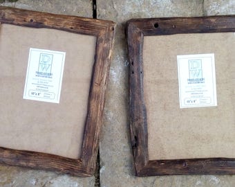 Rustic/driftwood style frames in locally sourced,recycled,old pine .Medium dark or very dark beeswax finish.To fit 10"x8",Free U.K. shipping
