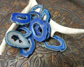 Blue Druzy Agate Slice - Druzy Center - Gourgeous Natural Agate for Jewelry - Craft supplies - Feng Shui (RK141B9-03) DRCA
