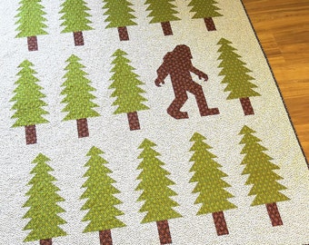 Legendary quilt pattern - Elizabeth Hartman, Oh Fransson - Sasquatch, Bigfoot, woodland quilt, pacific northwest, modern quilt, tree quilt