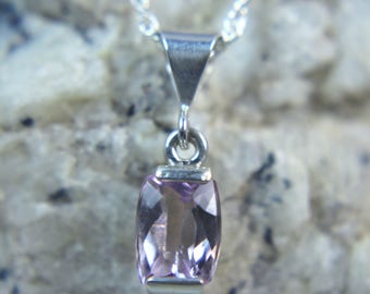 Genuine Lilac-to-Pink Kunzite 1.52 carats, .925 Sterling Silver Necklace! Free USA Shipping!