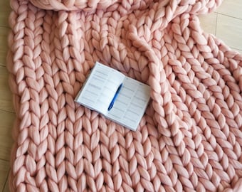 Chunky Knit Throw, Giant Blanket, Chunky Knit Blanket, 100% Merino Wool Blanket, Chunky Blanket, Thick Knit Blanket, Birthday gift