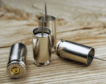 Bullet Push Pins / Winchester 40 S&W Nickel Bullet Push Pins - Set of 4 WIN-4-NB-PP / Bullet Pins / 40 Cal Push Pins / 40 Caliber Push Pins