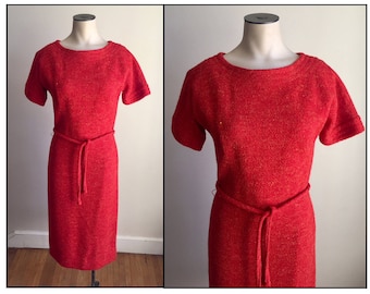 Vintage 1960s Anne Fogarty Misses' Orange Wool Dress XS 0 2