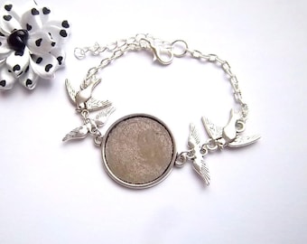 x bracelet silver 25 mm, angel wing and bird ring holder