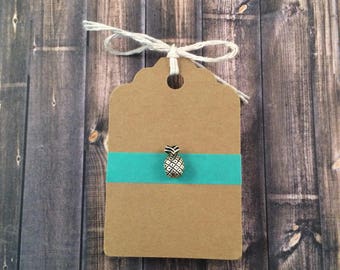 Tiny Pineapple Lapel Pin / Tie Tack - Silver Tone Metal - Tack Backing with Clutch Clasp