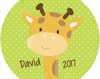 Giraffe Face Personalized Christmas Ornament Acrylic Snowflake or Round