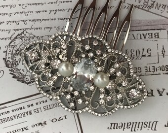 Bridal hair comb , Art deco Hair Comb - Wedding hair Accessories - Crystal Comb - Comb - Art Deco Headpiece - Bridesmaid - Auralia