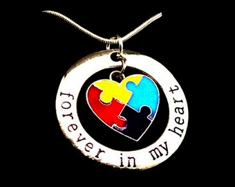 Autism Awareness Necklace, Autism Jewelry, Puzzle Piece Jewelry, Autism Mom, Awareness Gift, Teacher Gift, Valentine's Day Gift