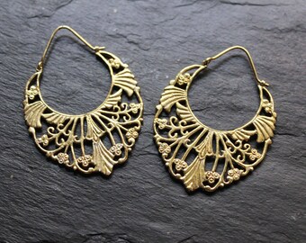 Brass hoops Earrings, boho earrings, indian earrings, gypsy earrings, ethnic jewelry
