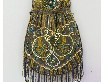 Vintage 20s/30s style purse pearls embroidery
