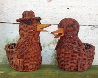Wicker Duck Baskets Set of 2