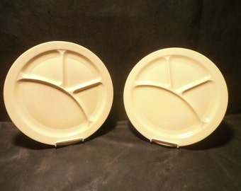 Vernon Kilns Plates Yellow Early California Two Grill Plates
